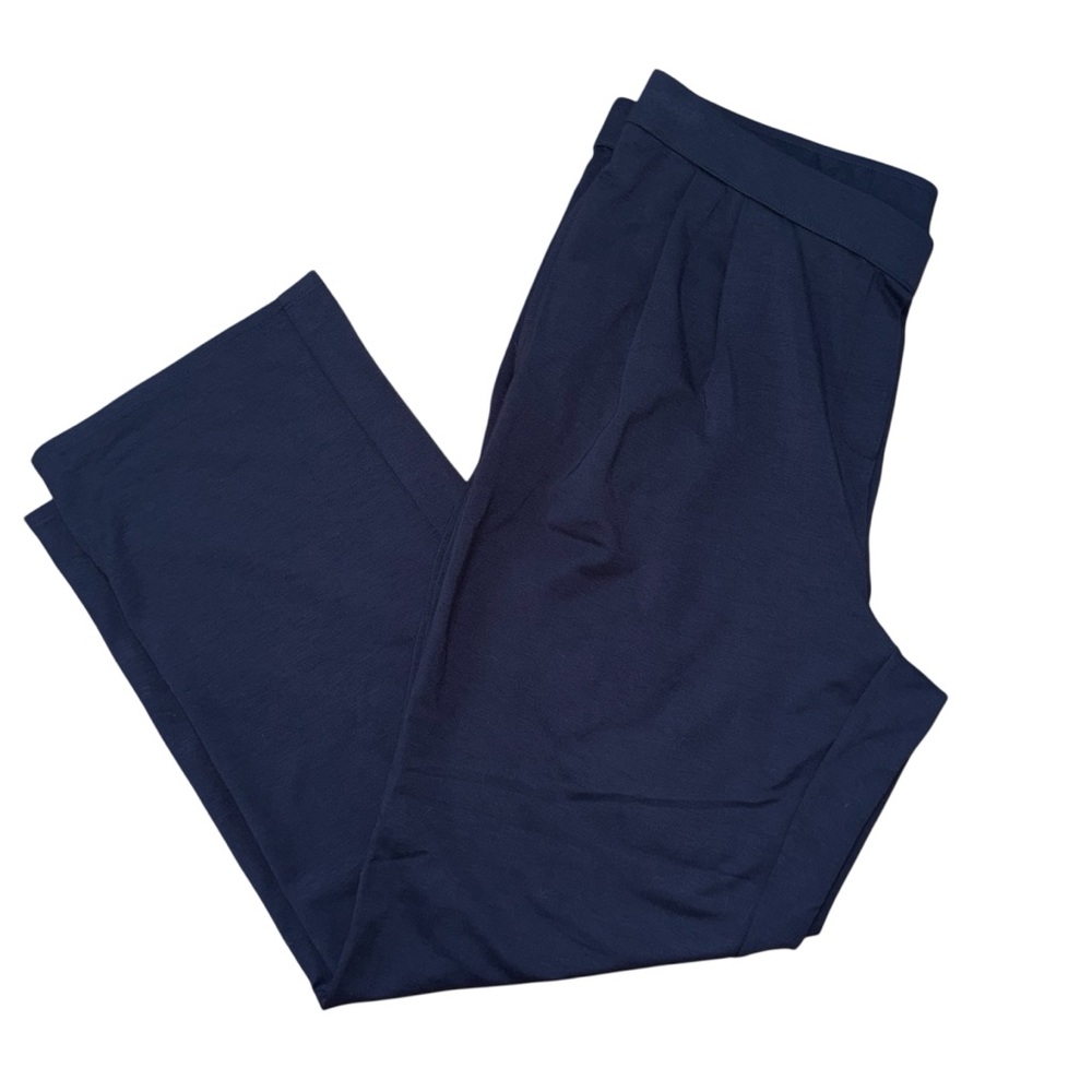 J.Jill Wearever Navy Blue Wide Leg Pull‎ On Pants Size Large With Side Pockets - Picture 3 of 12